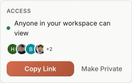 Lightsprint plan access controls for workspace sharing, link copying, and private visibility.